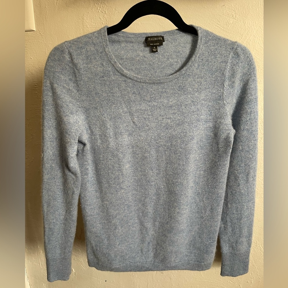 Talbots Pure Cashmere Sweater Light Blue